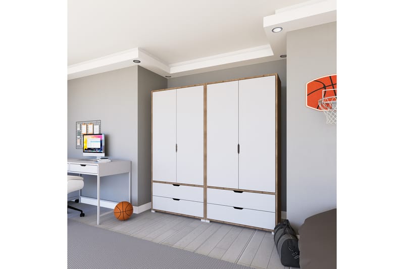 Nordhs Garderobe 180x183 cm - Lys brun/Hvit - Oppbevaring - Klesoppbevaring - Garderober & garderobesystem