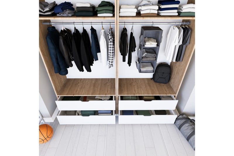 Nordhs Garderobe 180x183 cm - Lys brun/Hvit - Oppbevaring - Klesoppbevaring - Garderober & garderobesystem