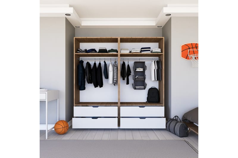 Nordhs Garderobe 180x183 cm - Lys brun/Hvit - Oppbevaring - Klesoppbevaring - Garderober & garderobesystem