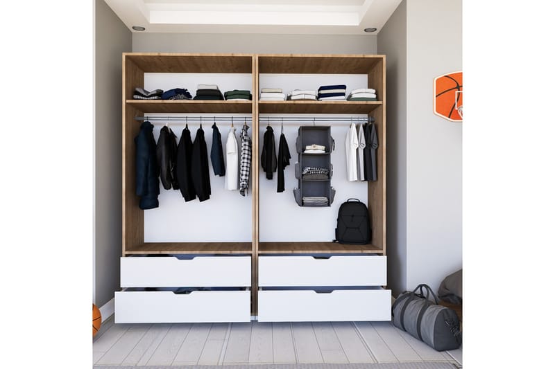 Nordhs Garderobe 180x183 cm - Lys brun/Hvit - Oppbevaring - Klesoppbevaring - Garderober & garderobesystem
