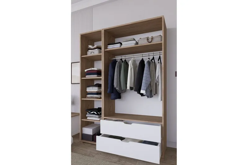 Nordhs Garderobesskåp 130x183 cm - Valnøtt - Oppbevaring - Klesoppbevaring - Garderober & garderobesystem - Garderobeskap & klesskap