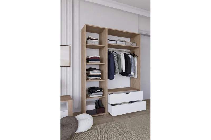 Nordhs Garderobesskåp 130x183 cm - Valnøtt - Oppbevaring - Klesoppbevaring - Garderober & garderobesystem - Garderobeskap & klesskap