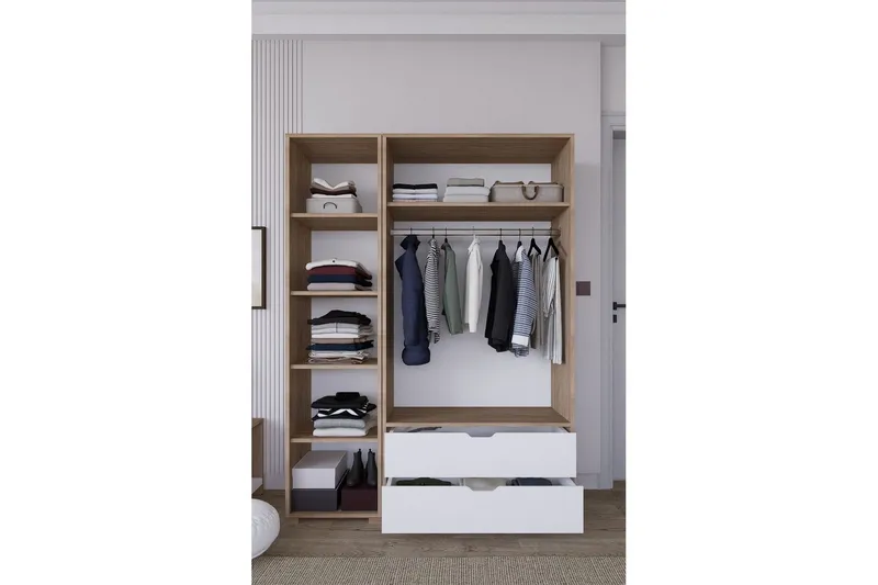 Nordhs Garderobesskåp 130x183 cm - Valnøtt - Oppbevaring - Klesoppbevaring - Garderober & garderobesystem - Garderobeskap & klesskap