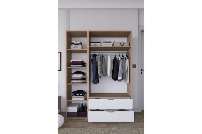 Nordhs Garderobesskåp 130x183 cm - Valnøtt - Oppbevaring - Klesoppbevaring - Garderober & garderobesystem - Garderobeskap & klesskap