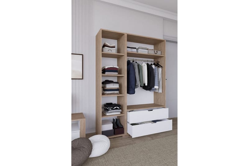 Nordhs Garderobesskåp 130x183 cm - Valnøtt - Oppbevaring - Klesoppbevaring - Garderober & garderobesystem - Garderobeskap & klesskap