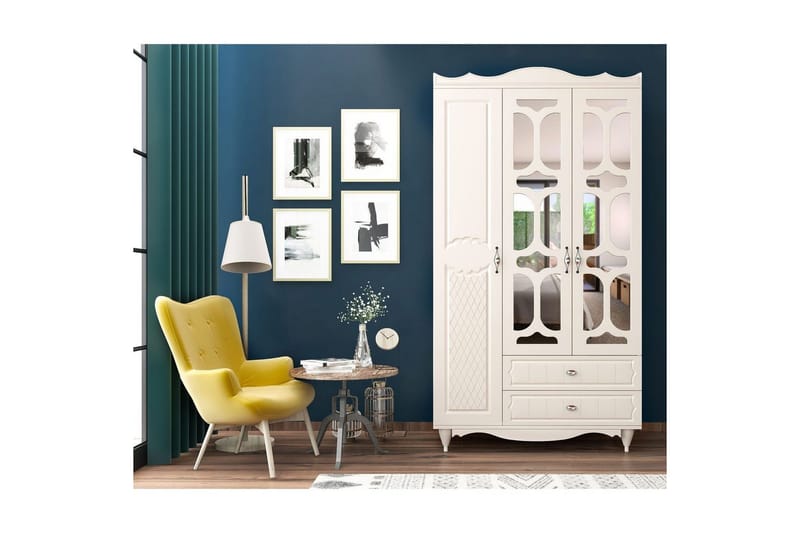 Noric Garderobe 105x190 cm, Matt Hvit