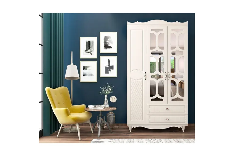 Noric Garderobe 105x190 cm, Matt Hvit