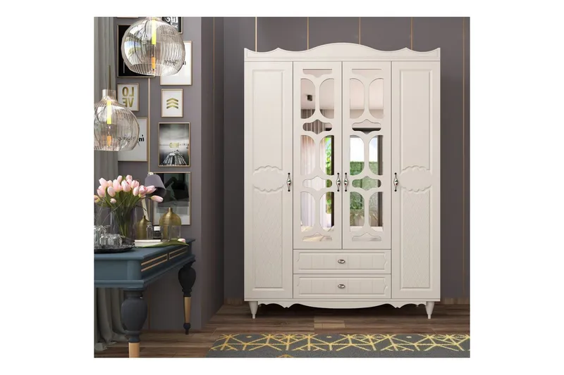 Noric Garderobe 140x190 cm - Matt Hvit - Oppbevaring - Klesoppbevaring - Garderober & garderobesystem