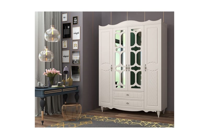 Noric Garderobe 140x190 cm, Matt Hvit