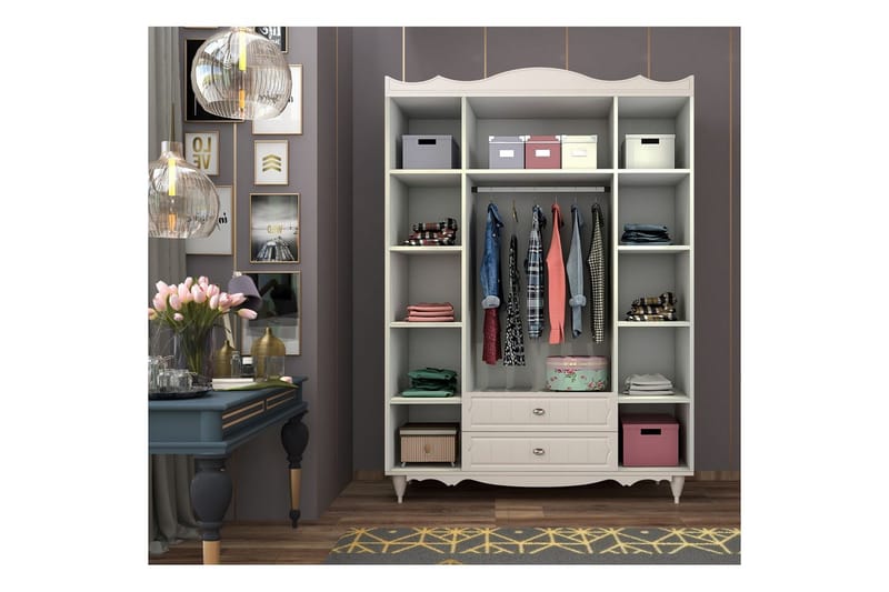 Noric Garderobe 140x190 cm - Matt Hvit - Oppbevaring - Klesoppbevaring - Garderober & garderobesystem