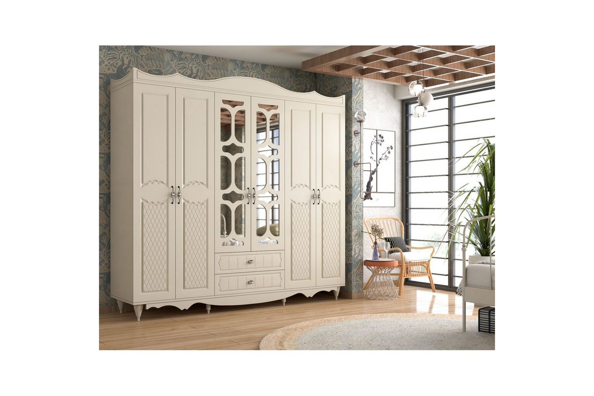 Noric Garderobe 210x190 cm - Matt Hvit