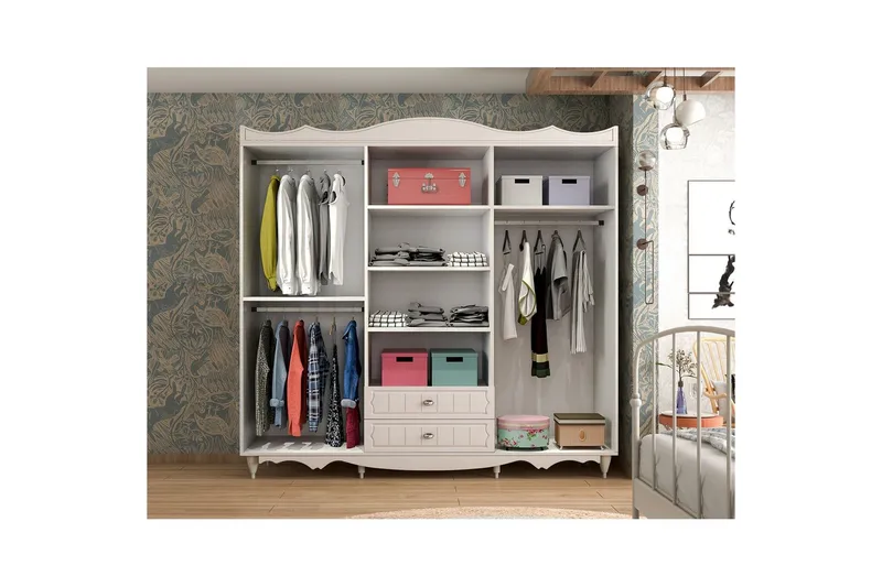 Noric Garderobe 210x190 cm - Matt Hvit - Oppbevaring - Klesoppbevaring - Garderober & garderobesystem
