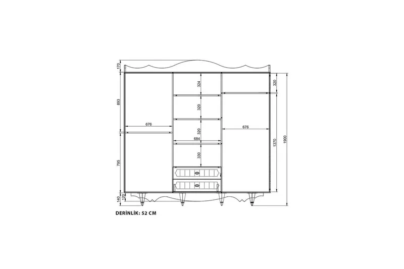 Noric Garderobe 210x190 cm - Matt Hvit - Oppbevaring - Klesoppbevaring - Garderober & garderobesystem