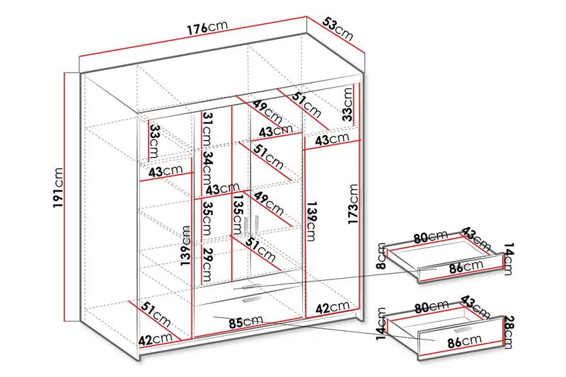 Norrbyn Garderob 53x190x176,3 cm - Natur - Oppbevaring - Klesoppbevaring - Garderober & garderobesystem