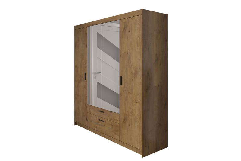 Norrbyn Garderobe med Speil 53x190x176,3 cm - Natur - Garderober & garderobesystem - Garderobeskap & klesskap