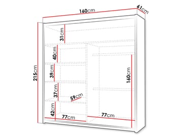 Norrebon Garderobe med speil 160x215 cm - svart - Oppbevaring - Klesoppbevaring - Garderober & garderobesystem