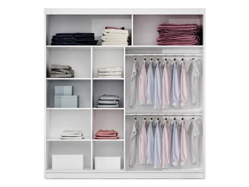 Norrebon Garderobe med speil 203x215 cm - hvit - Oppbevaring - Klesoppbevaring - Garderober & garderobesystem