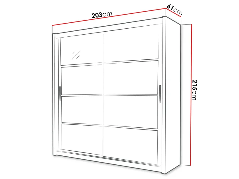 Norrebon Garderobe med speil 203x215 cm - svart - Oppbevaring - Klesoppbevaring - Garderober & garderobesystem