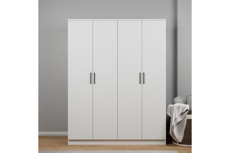 Olera Garderobe 140x180 cm - Hvit - Oppbevaring - Klesoppbevaring - Garderober & garderobesystem - Garderobeskap & klesskap