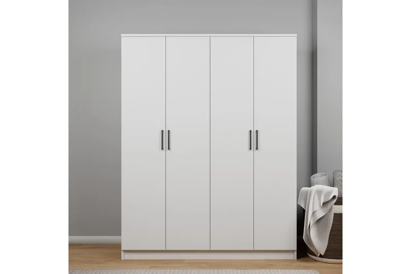 Olera Garderobe 140x180 cm - Hvit - Oppbevaring - Klesoppbevaring - Garderober & garderobesystem - Garderobeskap & klesskap