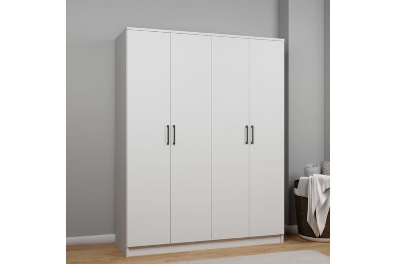Olera Garderobe 140x180 cm - Hvit - Oppbevaring - Klesoppbevaring - Garderober & garderobesystem - Garderobeskap & klesskap