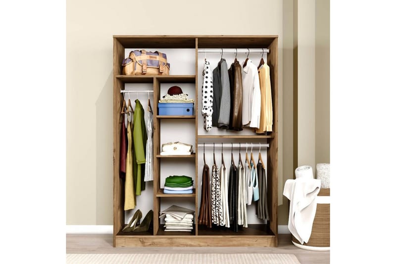Olera Garderobe 140x180 cm - Natur - Oppbevaring - Klesoppbevaring - Garderober & garderobesystem - Garderobeskap & klesskap