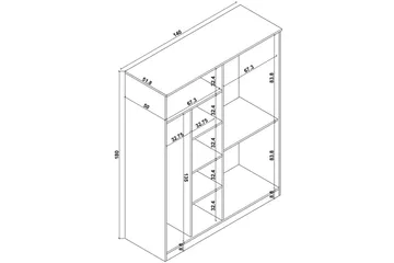 Olera Garderobe 140x180 cm - Natur - Oppbevaring - Klesoppbevaring - Garderober & garderobesystem - Garderobeskap & klesskap
