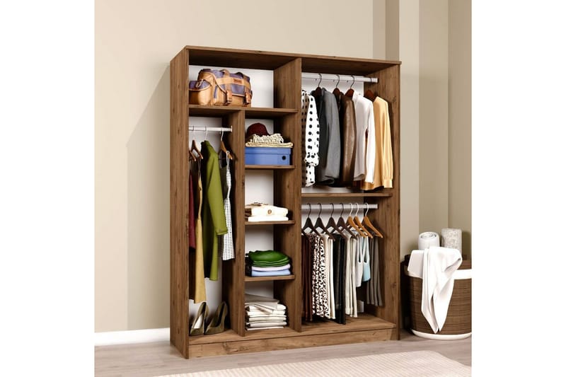 Olera Garderobe 140x180 cm - Natur - Oppbevaring - Klesoppbevaring - Garderober & garderobesystem