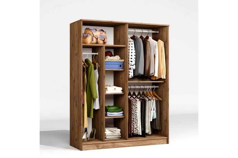 Olera Garderobe 140x180 cm - Natur - Oppbevaring - Klesoppbevaring - Garderober & garderobesystem - Garderobeskap & klesskap