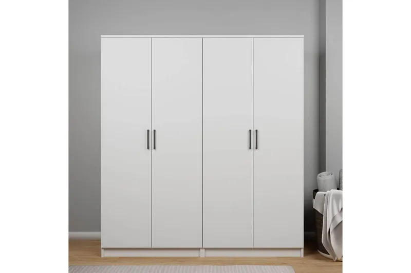 Olera Garderobe 160x180 cm - Hvit - Oppbevaring - Klesoppbevaring - Garderober & garderobesystem - Garderobeskap & klesskap