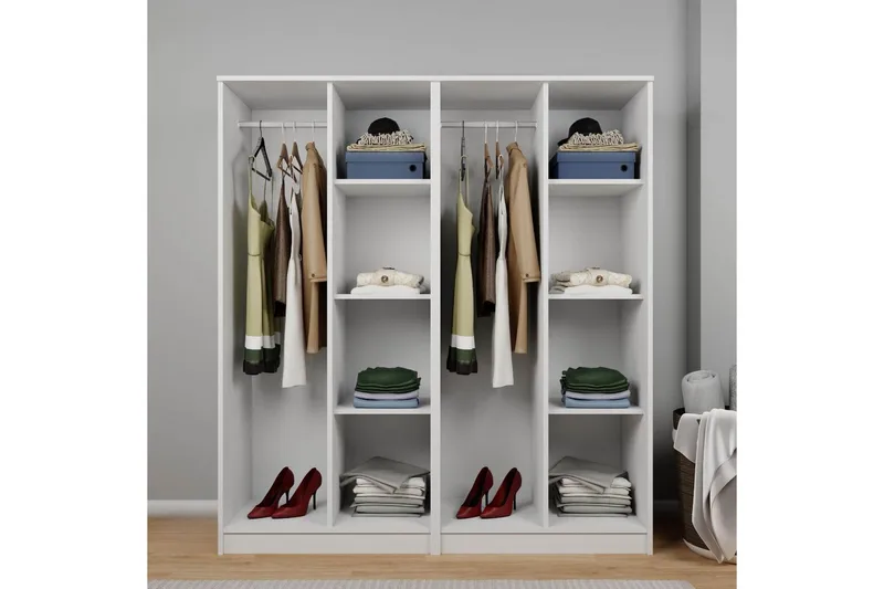 Olera Garderobe 160x180 cm - Hvit - Oppbevaring - Klesoppbevaring - Garderober & garderobesystem - Garderobeskap & klesskap