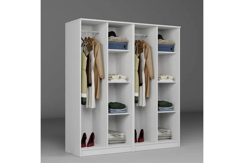 Olera Garderobe 160x180 cm - Hvit - Oppbevaring - Klesoppbevaring - Garderober & garderobesystem - Garderobeskap & klesskap
