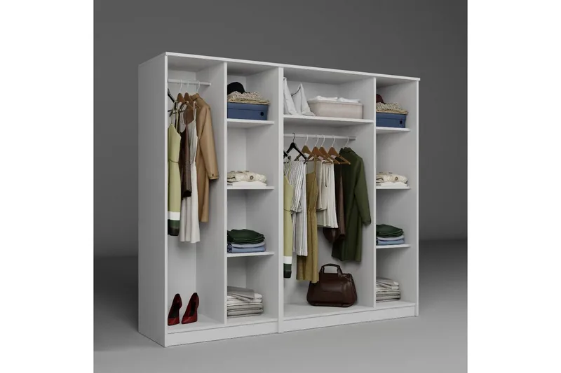 Olera Garderobe 200x180 cm - Hvit - Oppbevaring - Klesoppbevaring - Garderober & garderobesystem