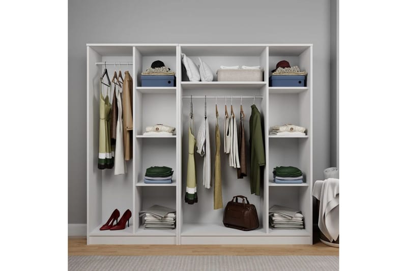 Olera Garderobe 200x180 cm - Hvit - Oppbevaring - Klesoppbevaring - Garderober & garderobesystem