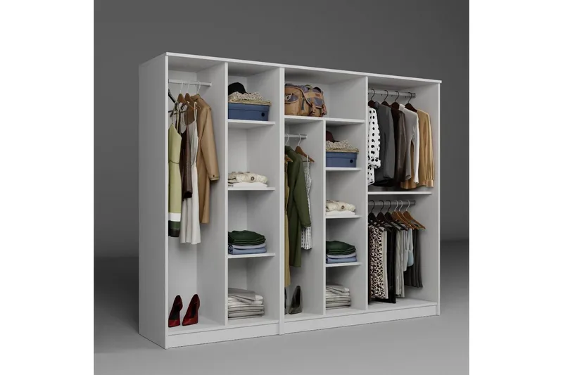 Olera Garderobe 220x180 cm - Hvit - Oppbevaring - Klesoppbevaring - Garderober & garderobesystem