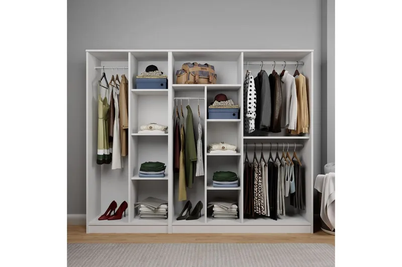 Olera Garderobe 220x180 cm - Hvit - Oppbevaring - Klesoppbevaring - Garderober & garderobesystem