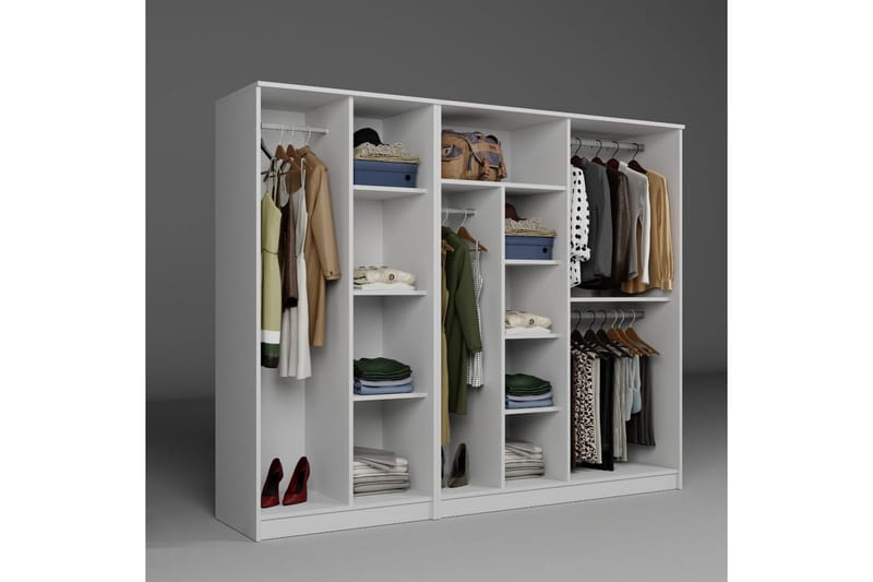 Olera Garderobe 220x180 cm - Hvit - Oppbevaring - Klesoppbevaring - Garderober & garderobesystem