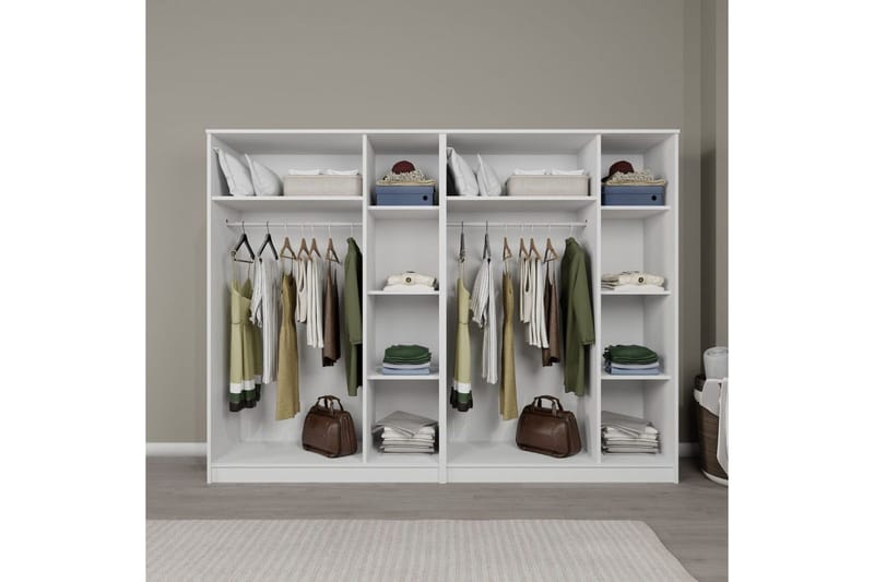 Olera Garderobe 240x180 cm - Hvit - Oppbevaring - Klesoppbevaring - Garderober & garderobesystem