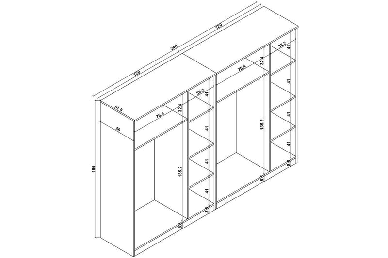 Olera Garderobe 240x180 cm - Hvit - Oppbevaring - Klesoppbevaring - Garderober & garderobesystem