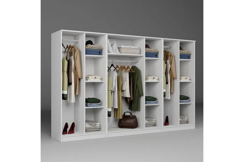 Olera Garderobe 280x180 cm - Hvit - Oppbevaring - Klesoppbevaring - Garderober & garderobesystem - Garderobeskap & klesskap