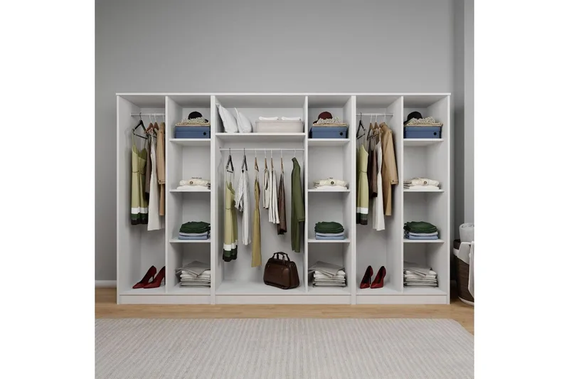 Olera Garderobe 280x180 cm - Hvit - Oppbevaring - Klesoppbevaring - Garderober & garderobesystem - Garderobeskap & klesskap