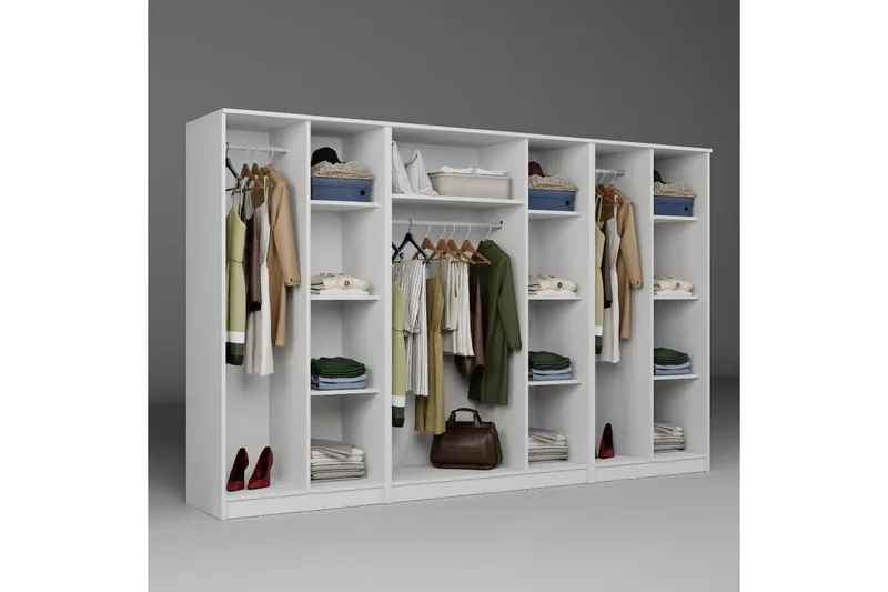 Olera Garderobe 280x180 cm - Hvit - Oppbevaring - Klesoppbevaring - Garderober & garderobesystem - Garderobeskap & klesskap