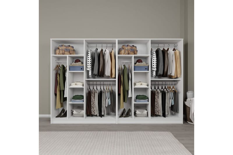 Olera Garderobe 280x180 cm - Hvit - Oppbevaring - Klesoppbevaring - Garderober & garderobesystem