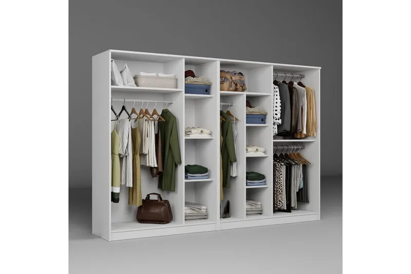 Olera Garderobe 280x180 cm - Hvit - Oppbevaring - Klesoppbevaring - Garderober & garderobesystem