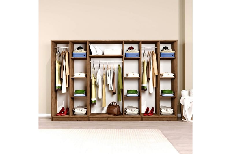 Olera Garderobe 280x180 cm - Natur - Oppbevaring - Klesoppbevaring - Garderober & garderobesystem - Hjørnegarderobe