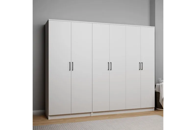 Olera Garderobeskap 220 cm i Malt Tre - Hvit - Oppbevaring - Klesoppbevaring - Garderober & garderobesystem