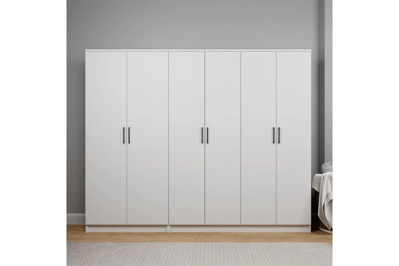 Olera Garderobeskap 220 cm i Malt Tre - Hvit - Oppbevaring - Klesoppbevaring - Garderober & garderobesystem