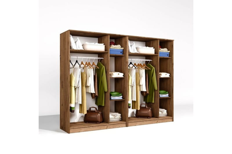 Olera Garderobeskap 240 cm i Lyst Tre - Brun - Oppbevaring - Klesoppbevaring - Garderober & garderobesystem