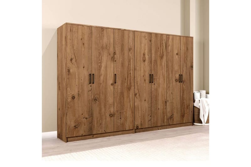 Olera Garderobeskap 280 cm i Lyst Tre - Brun - Oppbevaring - Klesoppbevaring - Garderober & garderobesystem