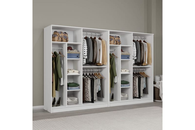 Olera Garderobeskap 280 cm i Malt Tre - Hvit - Oppbevaring - Klesoppbevaring - Garderober & garderobesystem
